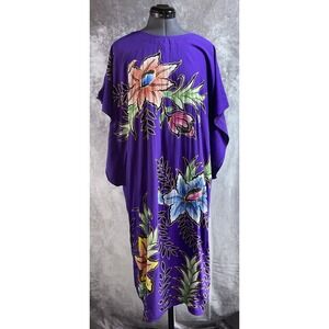 Vintage Puri Kencana Batik Halus Floral Dress Retro Gown, one size